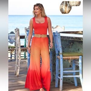 New Boston proper Malibu Sunrise Gradient Mesh Palazzo Pants ☀️